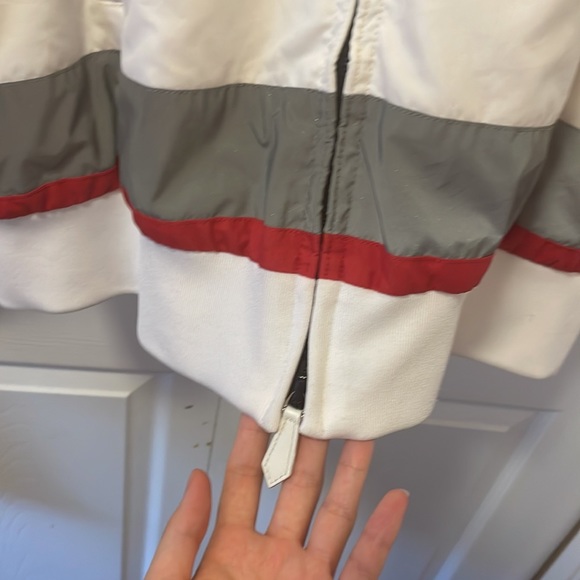 BURBERRY Logo Patch Zip-up Nylon Track Jacket In White Red Reflective oversize L - Picture 6 of 10